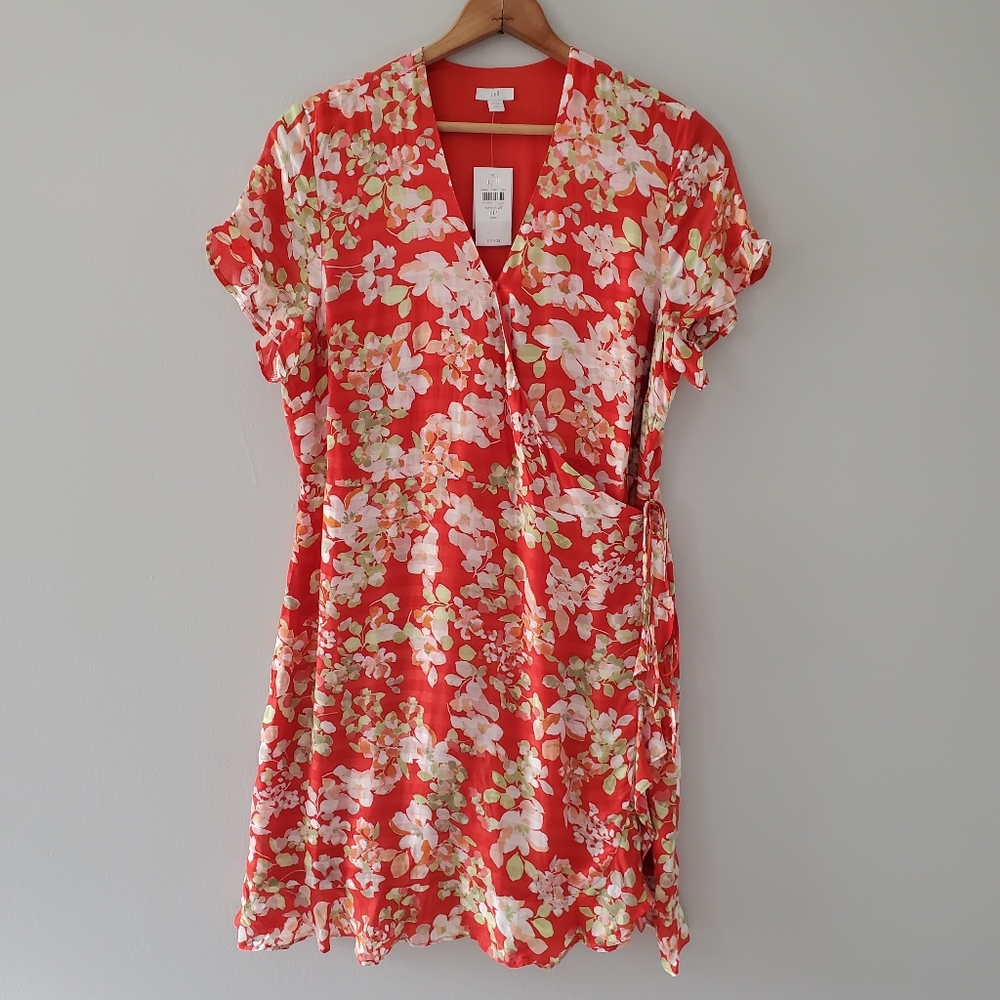 NWT J. Jill Papaya Floral Wrap Dress - Picture 1 of 4